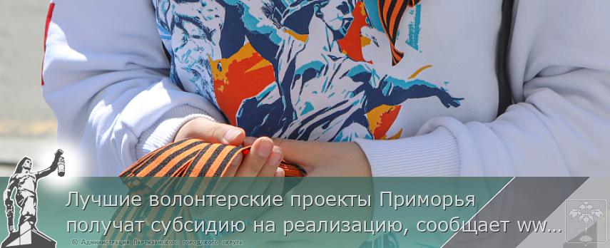 Лучшие волонтерские проекты Приморья получат субсидию на реализацию, сообщает www.primorsky.ru