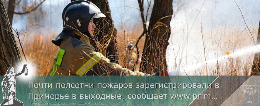Почти полсотни пожаров зарегистрировали в Приморье в выходные, сообщает www.primorsky.ru